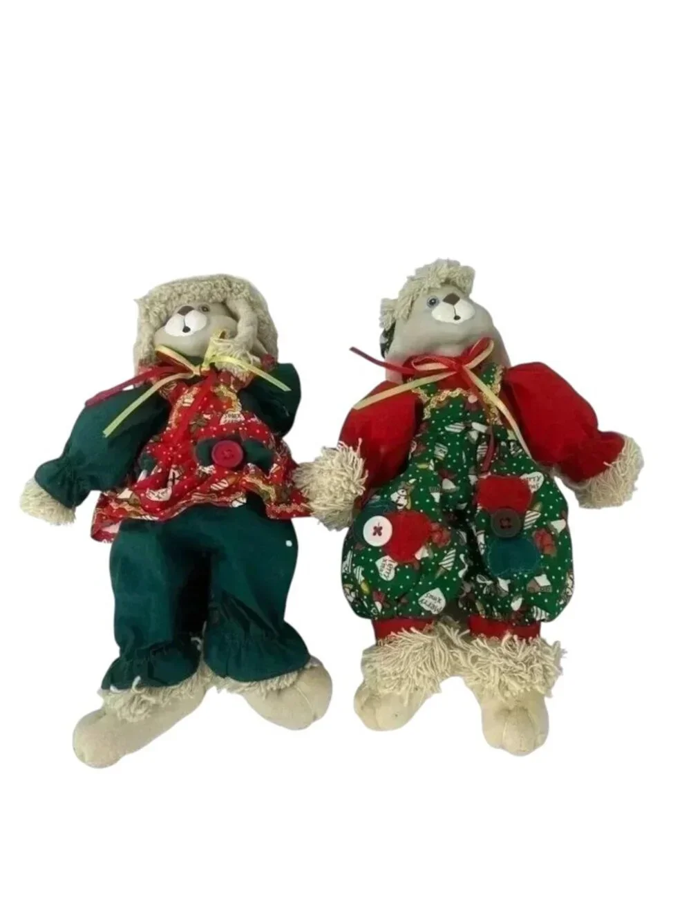 VTG Pair House of Lloyd Christmas Rabbit Dolls Hip & Hop Porcelain Heads